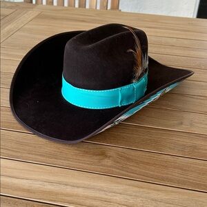 Brown Cowboy Hat with Turquoise Band